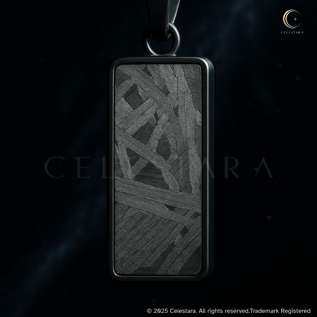 (only 5 available) Celestara Rectangular Meteorite Pendant – Real Aletai Meteorite Stone