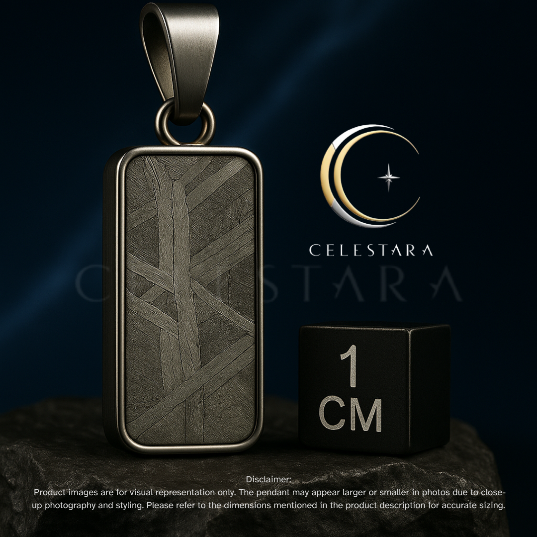 (only 5 available) Celestara Rectangular Meteorite Pendant – Real Aletai Meteorite Stone