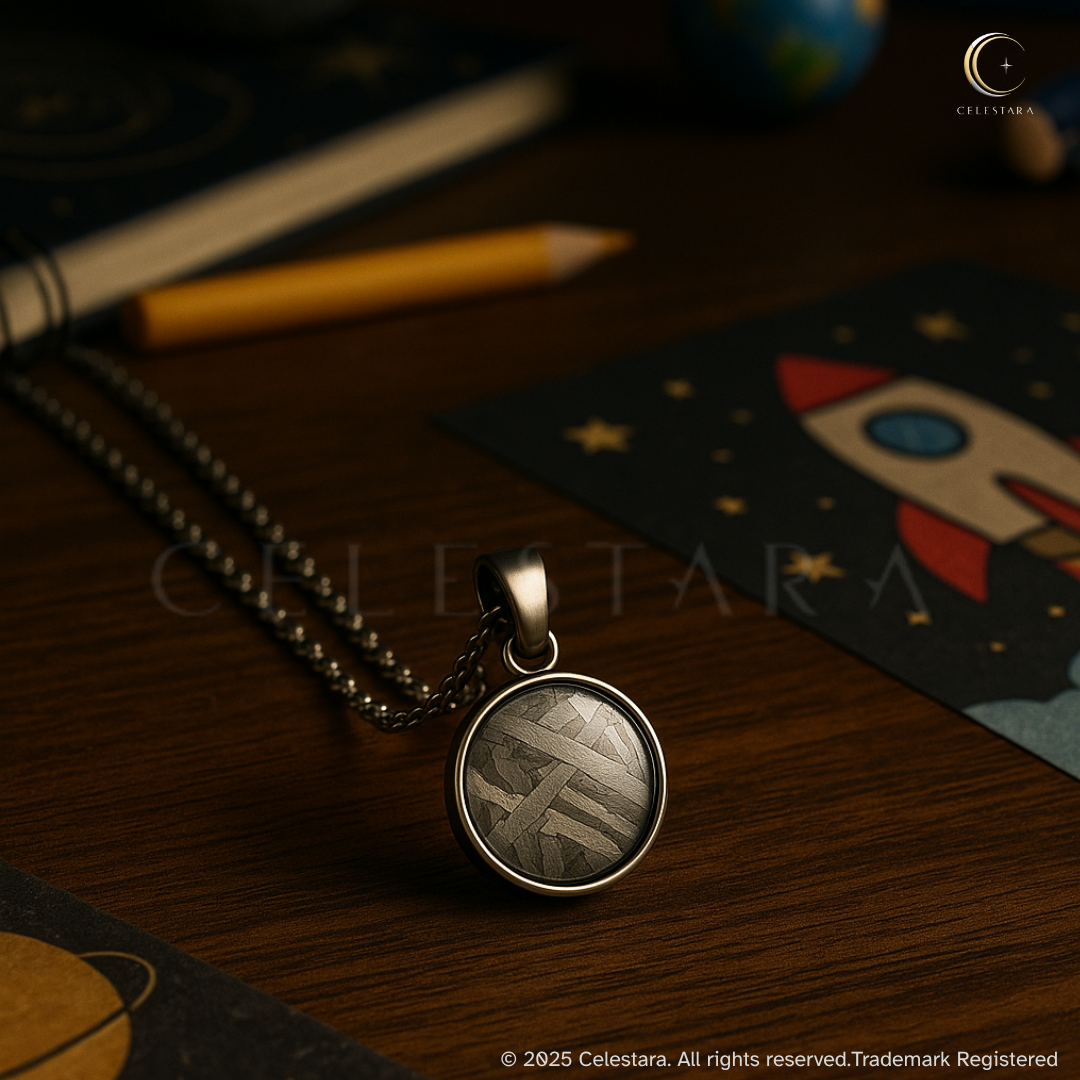 (only 1 available) Celestara Nova Kids Genuine Meteorite Pendant – Silver