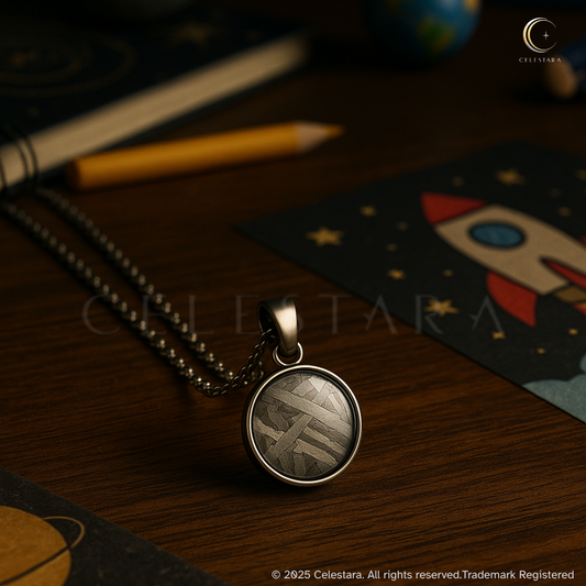 (only 1 available) Celestara Nova Kids Genuine Meteorite Pendant – Silver